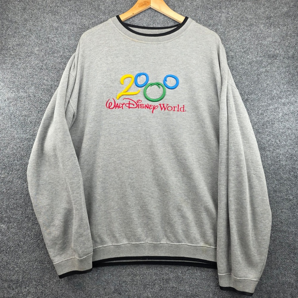 Vintage Walt Disney World 2000 Millennium Sweatshirt Gray‎ Mens XL Embroidered